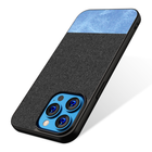 Soft fabric & Leather Hybrid Protective Case Cover for Apple iphone 13 Pro Max (Black,Blue)