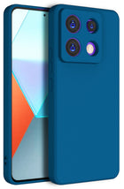Kapa Matte Protective Lens Flexible Back Cover for Poco X6 PRO / Redmi Note 13 PRO | Slim Silicone with Soft Lining Shockproof Full Body Bumper Case (Blue)