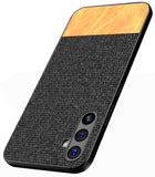 Kapa Soft Fabric & Leather Hybrid Protective Cover for Samsung Galaxy A34 (5G) | Shockproof Slim Hard Anti Slip Back Case (Black,Brown)