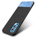 Soft Fabric & Leather Hybrid Protective Case Cover for OnePlus Nord 2 (5G) / One Plus Nord 2 (5G) (Black,Blue)