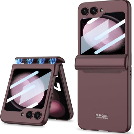 Kapa Ultra Thin Back Cover for Galaxy Z Flip5 / Z Flip 5 | Magnetic Hinge Protection and Inbuilt Glass Window Protection (Wine Red)