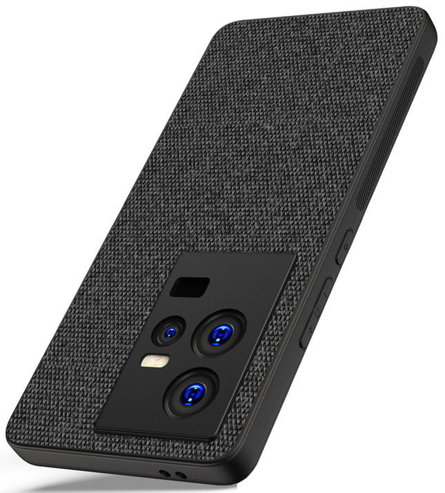 Kapa Soft Full Fabric Hybrid for IQOO 11 Back Cover | Shockproof Hybrid Slim Hard Anti Slip Back Case (Black)