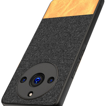KAPA Soft Fabric & Leather Hybrid Protective Back Cover for Realme 11 PRO / 11 PRO + (PLUS) | Shockproof Slim Hard Anti Slip Back Case (Black , Brown)