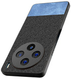 Kapa Soft Fabric & Leather Hybrid Protective Back Cover for Vivo X100 | Shockproof Slim Hard Anti Slip Back Case (Black , Blue)