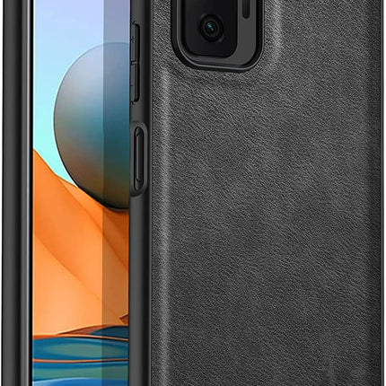 Tux Back Case for Xiaomi Redmi Note 10 Pro /  Note 10 Pro Max , Slim Leather Case with Soft Edge Shockproof Back Cover (Black) - Mobizang
