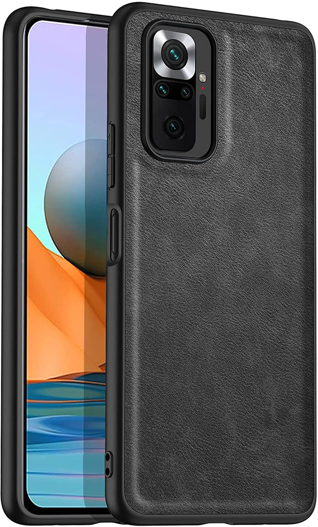 Tux Back Case for Xiaomi Redmi Note 10 Pro /  Note 10 Pro Max , Slim Leather Case with Soft Edge Shockproof Back Cover (Black) - Mobizang