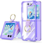 Kapa Clear Airbag Ring Back Case for Samsung Galaxy Flip5 / Z Flip 5 ,Transparent Shockproof Slim Hard Protective Cover (Purple)