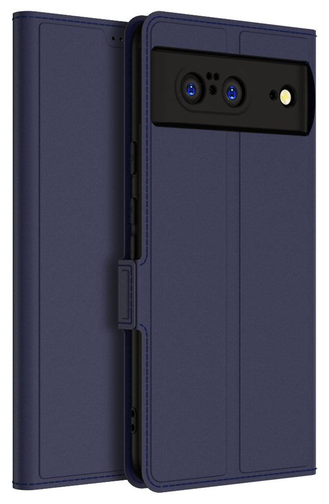 Kapa Noble Slim Magnetic Leather Flip Case Cover for Google Pixel 8 | Card Holder Stand Leather Flip Wallet Case (Blue)