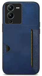 Kapa Razor Wallet Back Case for VIVO V25 PRO (5G) | Slim PU Leather & Fabric Cover with Inbuilt Card Pocket (Blue)