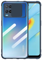 Slider Back Cover for Oppo A54 , [Military Grade Protection] Shockproof Slim Clear Camera Shield Bumper Back Case (Blue)
