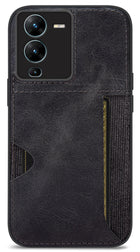 Kapa Razor Wallet Back Case for VIVO V25 PRO (5G) | Slim PU Leather & Fabric Cover with Inbuilt Card Pocket (Black)