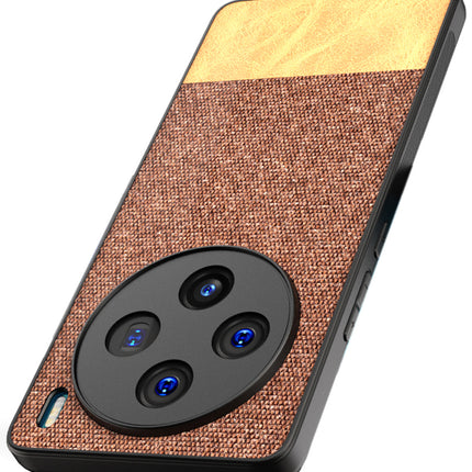 Kapa Soft Fabric & Leather Hybrid Protective Back Cover for Vivo X100 | Shockproof Slim Hard Anti Slip Back Case (Brown)
