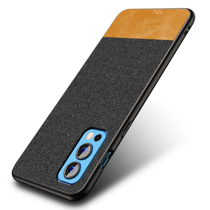 Soft Fabric & Leather Hybrid Protective Case Cover for OnePlus Nord 2 (5G) / One Plus Nord 2 (5G) (Black,Brown) - Mobizang
