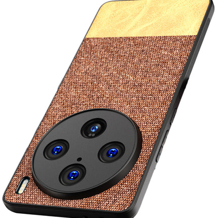 Kapa Soft Fabric & Leather Hybrid Protective Back Cover for Vivo X100 Pro | Shockproof Slim Hard Anti Slip Back Case (Brown)