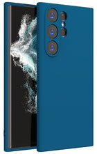 Kapa Matte Protective Lens Flexible Back Cover for Samsung Galaxy S23 Ultra , Slim Silicone with Soft Lining Shockproof Full Body Bumper Case (Blue)