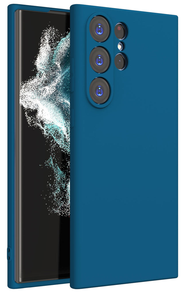 Kapa Matte Protective Lens Flexible Back Cover for Samsung Galaxy S23 Ultra , Slim Silicone with Soft Lining Shockproof Full Body Bumper Case (Blue)