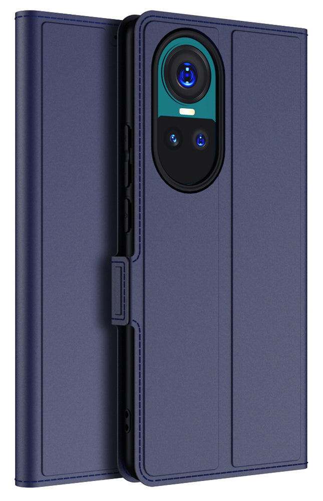 Kapa Noble Slim Magnetic Leather Flip Case Cover for Oppo Reno 10 / Reno 10 Pro (5G) | Card Holder Stand Leather Flip Wallet Case (Blue)