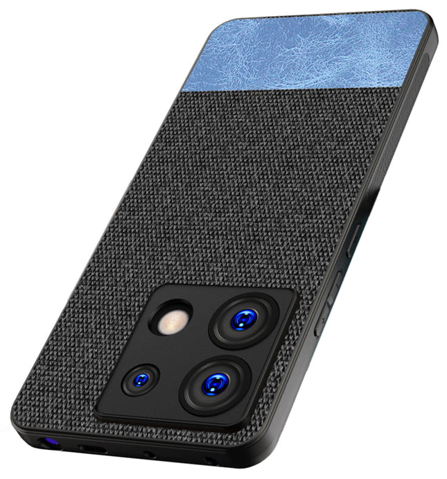 Kapa Soft Fabric & Leather Hybrid Protective Back Cover for Redmi Note 13 PRO | Shockproof Slim Hard Anti Slip Back Case (Black , Blue)