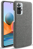 Woven Soft Fabric Case for Redmi Note 10 Pro / Note 10 Pro Max Back Cover, Shock Protection Slim Hard Anti Slip Back Cover (Grey)