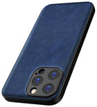 Kapa Tux Leather Back Cover for Apple iPhone 15 Pro Max | Slim Shockproof Camera Protection Bumper Case (Blue)