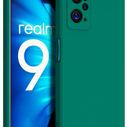 Matte Lens Protective Shockproof Flexible Back Cover for Realme 9i, Slim Silicone with Soft Lining Shockproof Flexible Full Body Bumper Case (Green)