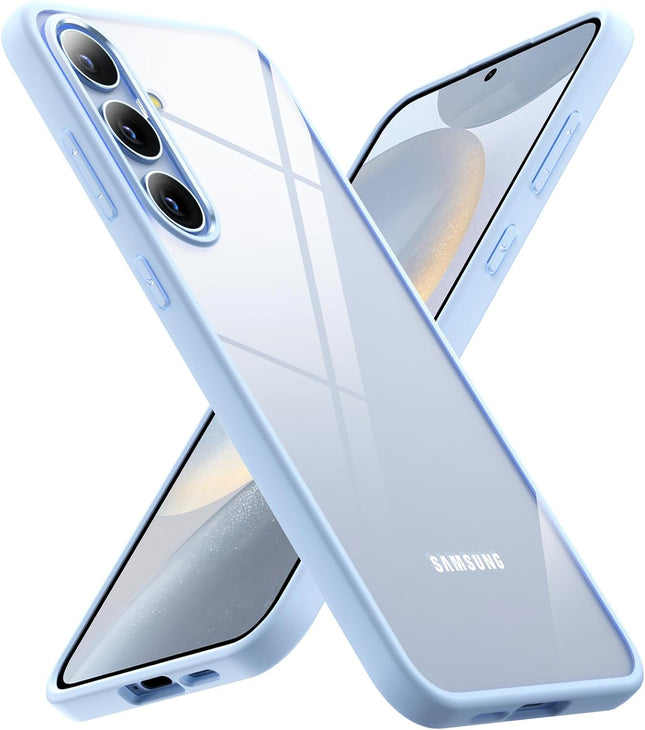 Kapa Hawkeye Clear Back Cover for Samsung Galaxy S24 | Camera Lens Protector Shockproof Slim Clear Case Cover (Blue Sides)