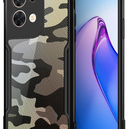 Kapa Beetle Camouflage for Oppo Reno 8 Pro (5G) Back Case, [Military Grade Protection] Shock Proof Slim Hybrid Bumper Cover (Black)