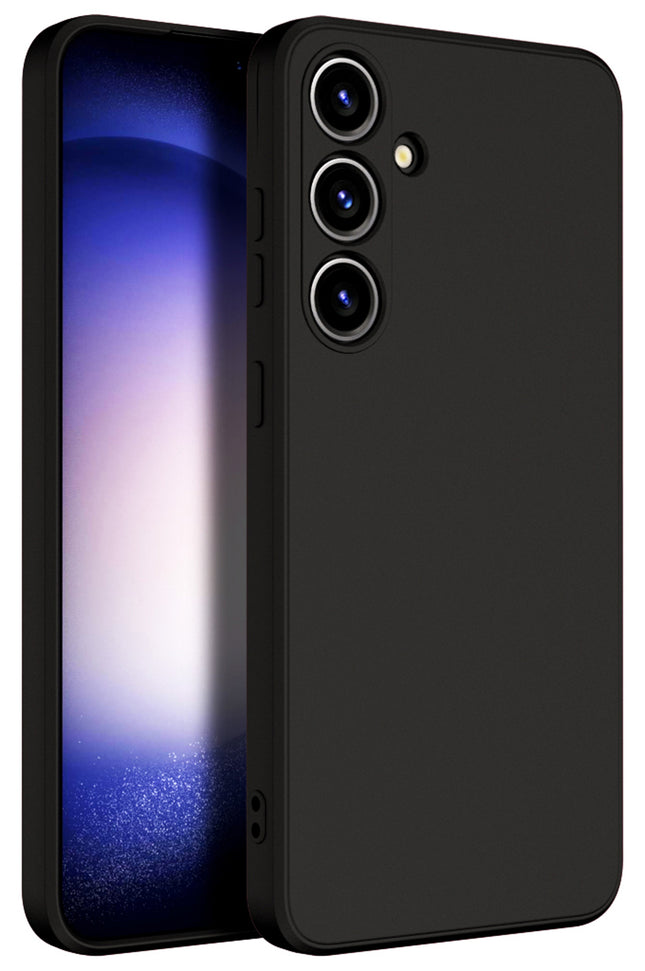 Kapa Matte Protective Lens Flexible Back Cover for Samsung Galaxy S24 Plus | Slim Silicone with Soft Lining Shockproof Full Body Bumper Case (Black)