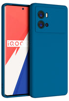 Matte Lens Protective Back Cover for Vivo IQOO 9 Pro , Slim Silicone with Soft Lining Shockproof Flexible Full Body Bumper Case (Blue)