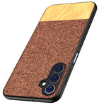 Kapa Soft Fabric & Leather Hybrid Protective Case Cover for Samsung Galaxy F34 (5G) / M34 (5G) | Shockproof Slim Hard Anti Slip Back Case (Brown)