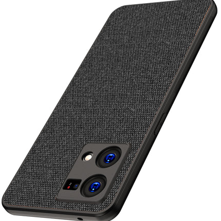 Soft Fabric Hybrid Protective Back Case Cover for Oppo F21 PRO (4G) (Black)