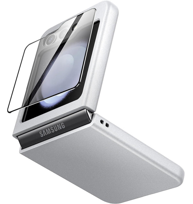Kapa Ultra Thin Back Case for Samsung Galaxy Z Flip 5 with Inbuilt Glass | Full Body Protection Hard Back Cover , Silver