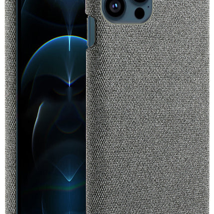 Woven Soft Fabric Case for Apple iPhone 13 Pro Max Back Cover, Shock Protection Slim Hard Anti Slip Back Cover (Grey)
