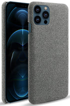 Woven Soft Fabric Case for Apple iPhone 13 Pro Max Back Cover, Shock Protection Slim Hard Anti Slip Back Cover (Grey)
