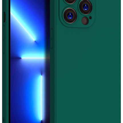 Matte Lens Protective Back Cover for Apple iPhone 13 Pro Max (6.7) , Slim Silicone with Soft Lining Shockproof Flexible Full Body Bumper Case (Green)