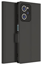 Kapa Noble Slim Magnetic Leather Flip Case Cover for Poco X5 PRO | Card Holder Stand Leather Flip Wallet Case (Black) - Mobizang