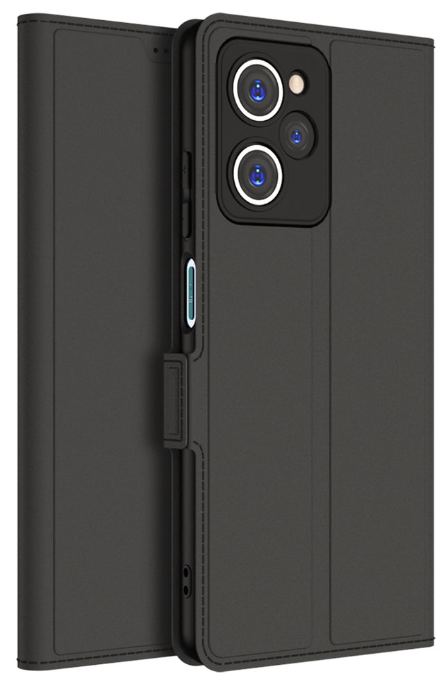 Kapa Noble Slim Magnetic Leather Flip Case Cover for Poco X5 PRO | Card Holder Stand Leather Flip Wallet Case (Black) - Mobizang