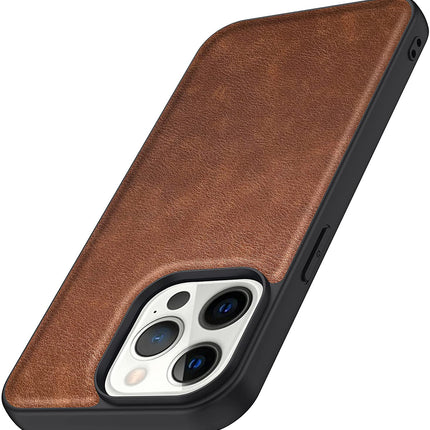 Kapa Tux Back Case for Apple iPhone 14 Pro , Slim Leather Shockproof Camera Protection Back Cover (Brown)
