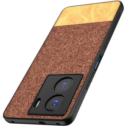 Kapa Soft Fabric & Leather Hybrid Protective Case Cover for IQOO Z7 / Z7S (5G) | Shockproof Slim Hard Anti Slip Back Case (Brown) - Mobizang