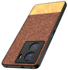 Kapa Soft Fabric & Leather Hybrid Protective Case Cover for IQOO Z7 / Z7S (5G) | Shockproof Slim Hard Anti Slip Back Case (Brown) - Mobizang