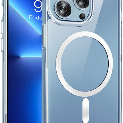 Mag Back Cover for iPhone 13 Pro Max (6.7 inch) , Clear Magnetic Case Compatible with Magsafe , Slim Shockproof  Hard Back Cover Soft Edges