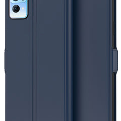 Noble Slim Flip Cover for Oppo Reno 7 Pro , Magnetic and Card Holder Stand Leather Flip Wallet Case (Blue) - Mobizang
