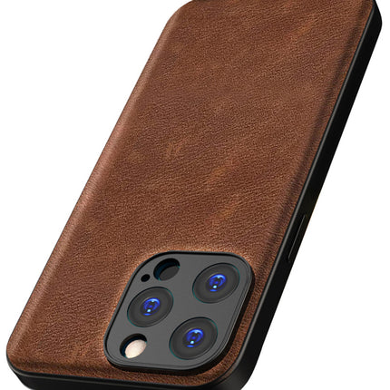 Kapa Tux Leather Back Cover for Apple iPhone 15 Pro | Slim Shockproof Camera Protection Bumper Case (Brown)