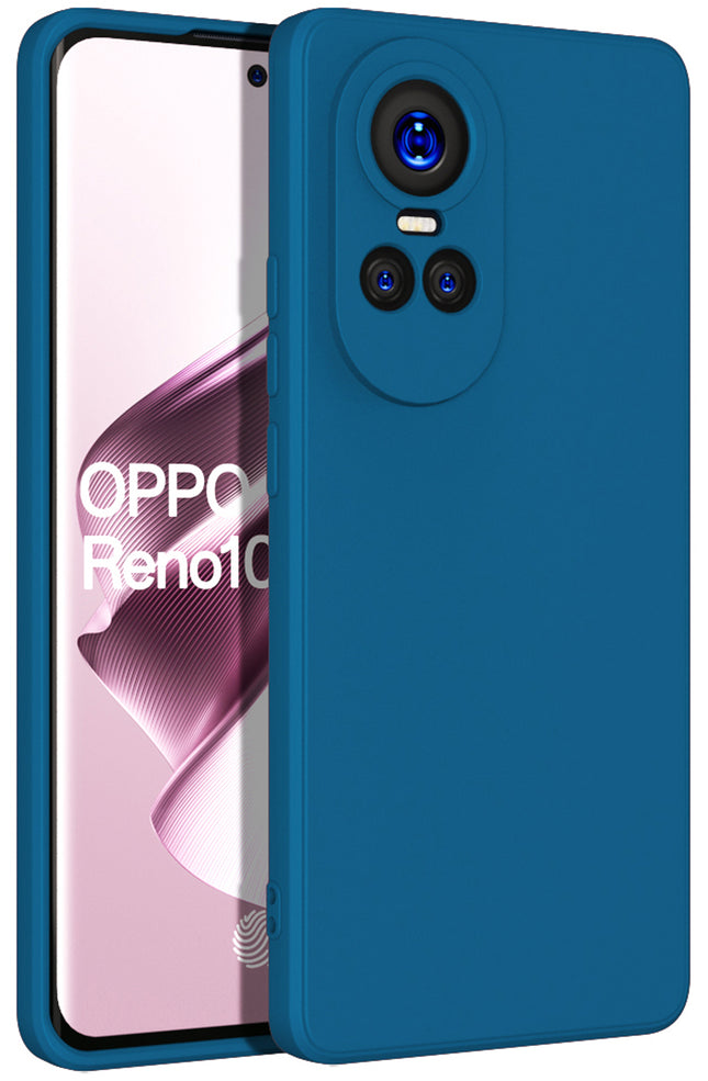 Kapa Matte Protective Lens Flexible Back Cover for Oppo Reno 10 / Reno 10 PRO (5G) | Slim Silicone with Soft Lining Shockproof Full Body Bumper Case (Blue)