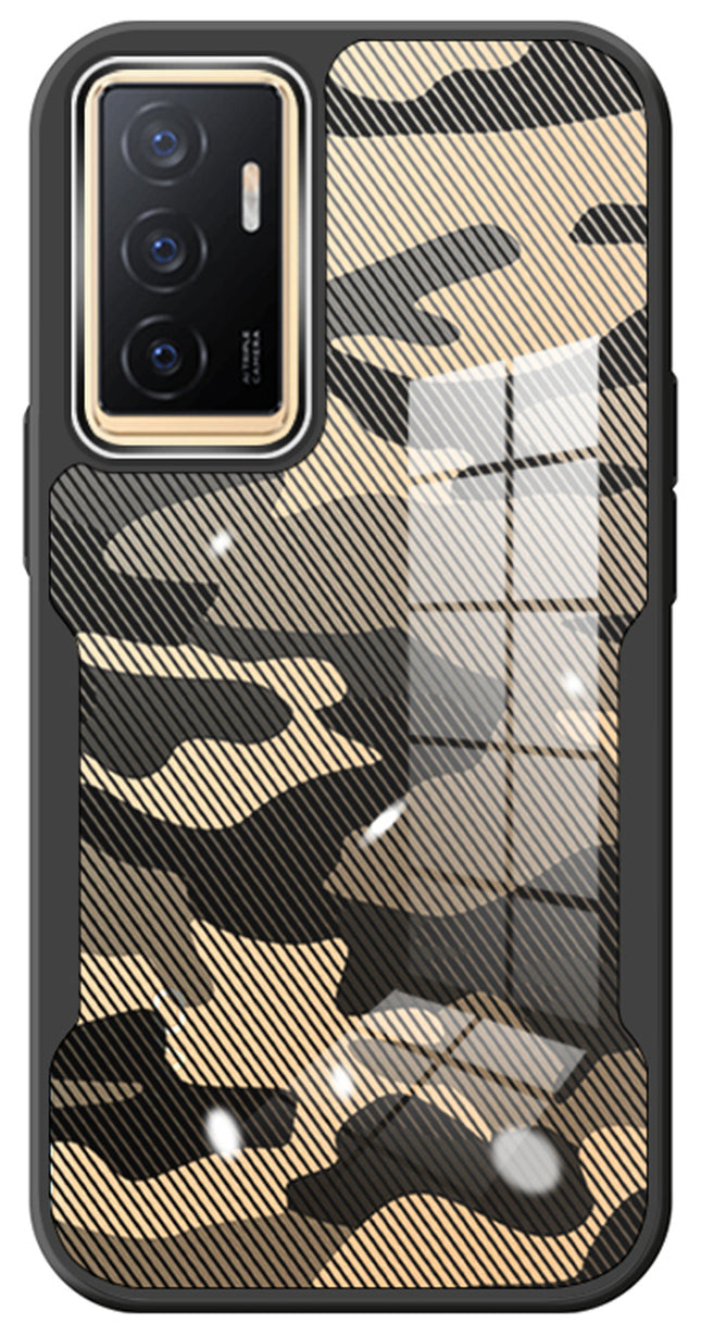 Kapa Beetle Camouflage V2 for Vivo V23E (5G) Back Cover , [Military Grade] Shockproof Slim Camera Ring Hybrid Case (Black)