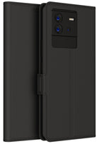 Kapa Noble Slim Magnetic Leather Flip Case Cover for IQOO Neo 6 (5G) , Magnetic and Card Holder Stand Leather Flip Wallet Case (Black) - Mobizang