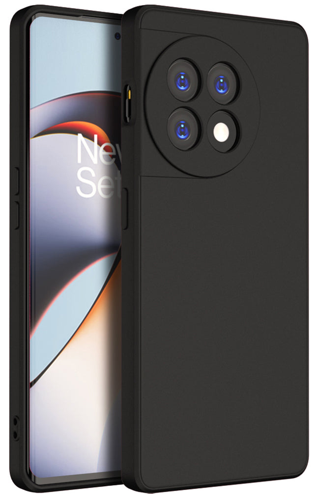 Kapa Matte Protective Lens Flexible Back Cover for OnePlus 11R | Slim Silicone with Soft Lining Shockproof Full Body Bumper Case (Black)