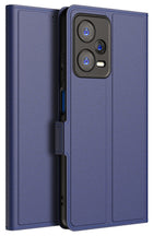 Kapa Noble Slim Magnetic Leather Flip Case Cover for Redmi Note 12 PRO | Card Holder Stand Leather Flip Wallet Case (Blue)
