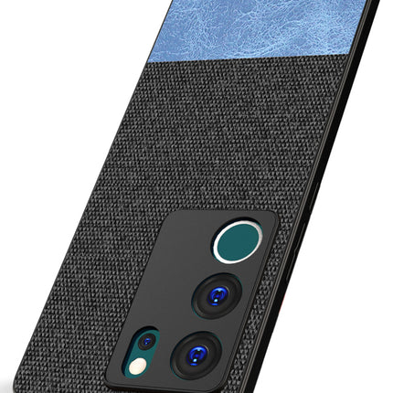 Kapa Soft Fabric & Leather Hybrid Protective Back Cover for Vivo V29 (5G) / Vivo V29 Pro (5G) | Shockproof Slim Hard Anti Slip Back Case (Black::Blue)