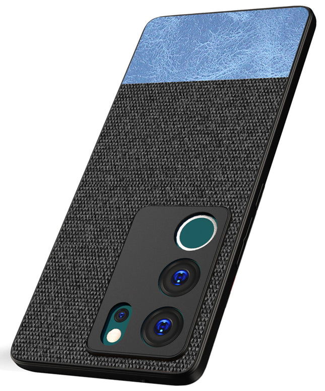 Kapa Soft Fabric & Leather Hybrid Protective Back Cover for Vivo V29 (5G) / Vivo V29 Pro (5G) | Shockproof Slim Hard Anti Slip Back Case (Black::Blue)